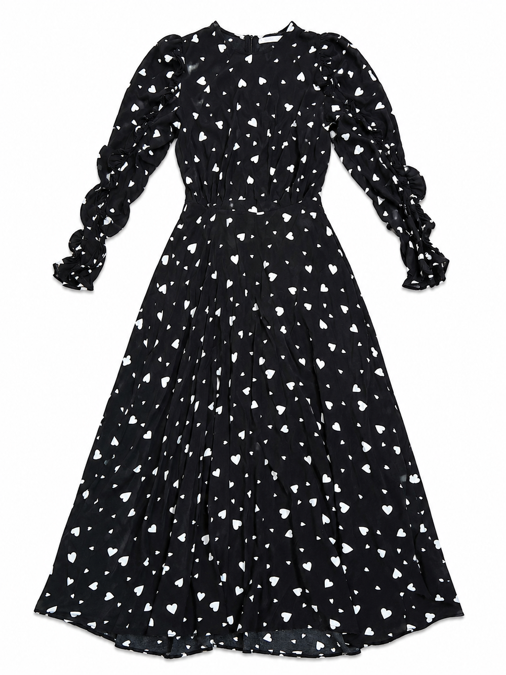 Maxi-Kleid mit Herzmuster - schwarz/weiß