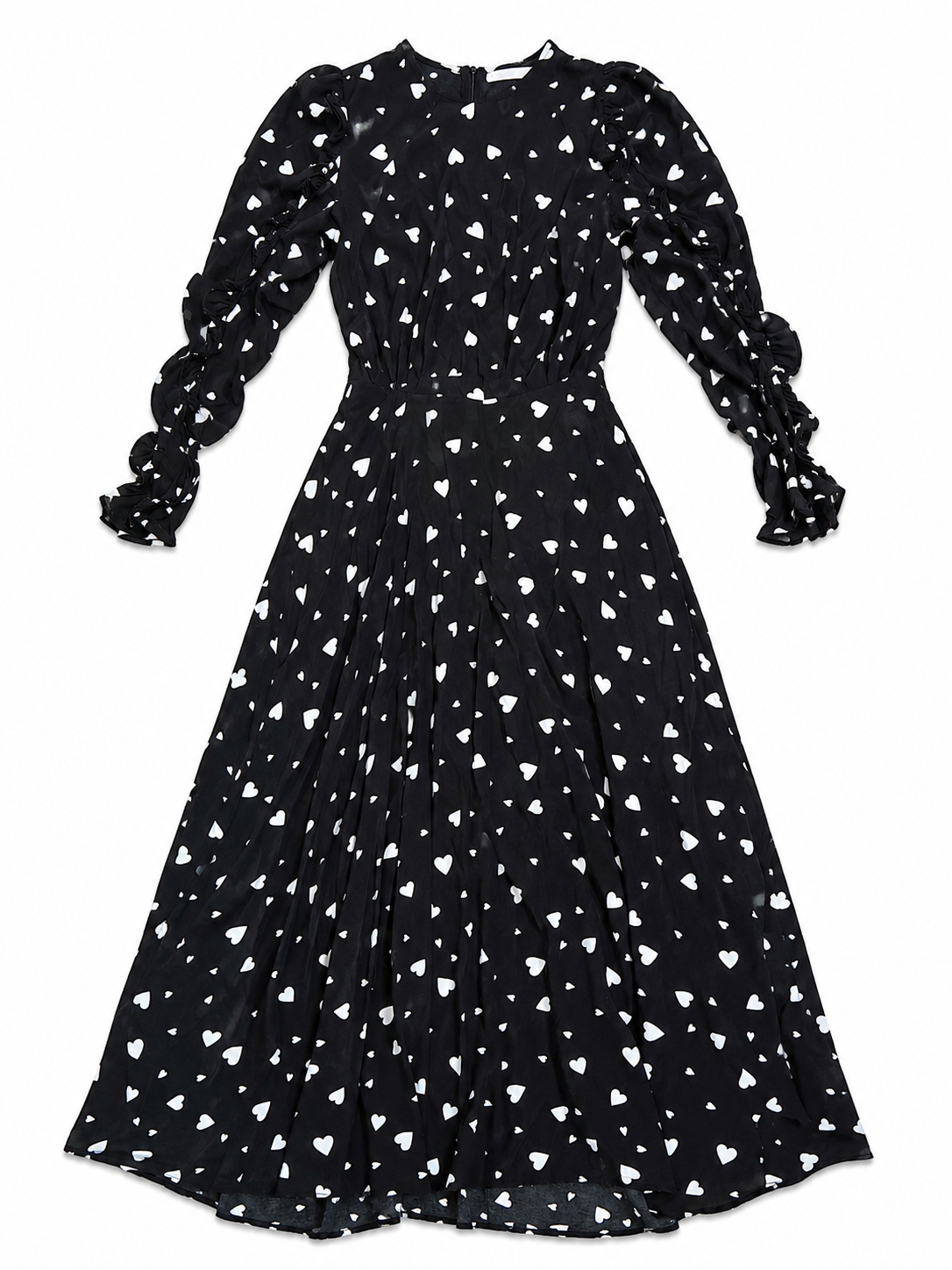 Maxi-Kleid mit Herzmuster - schwarz/weiß