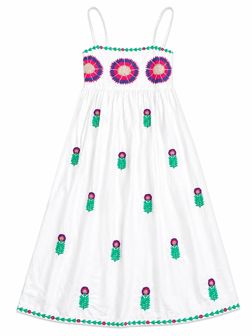 Sommerkleid mit Stickerei - Weiss/Muster