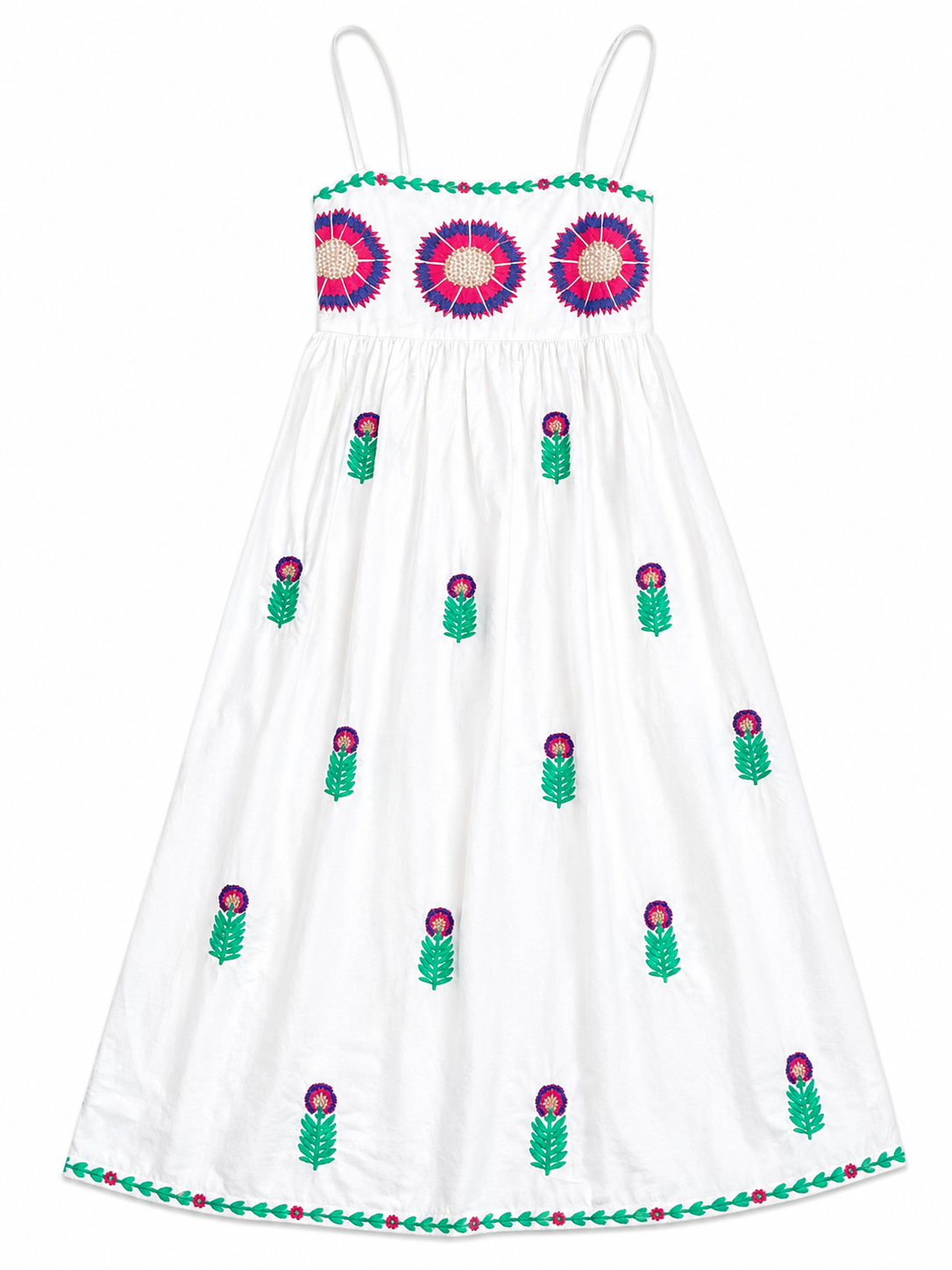 Sommerkleid mit Stickerei - Weiss/Muster