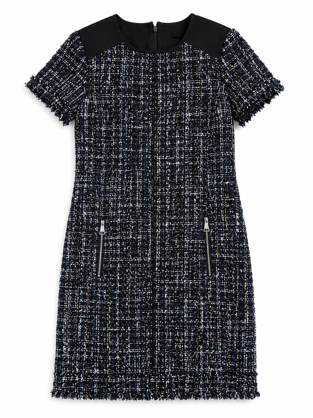 Tweed-Mini-Kleid - blau/schwarz