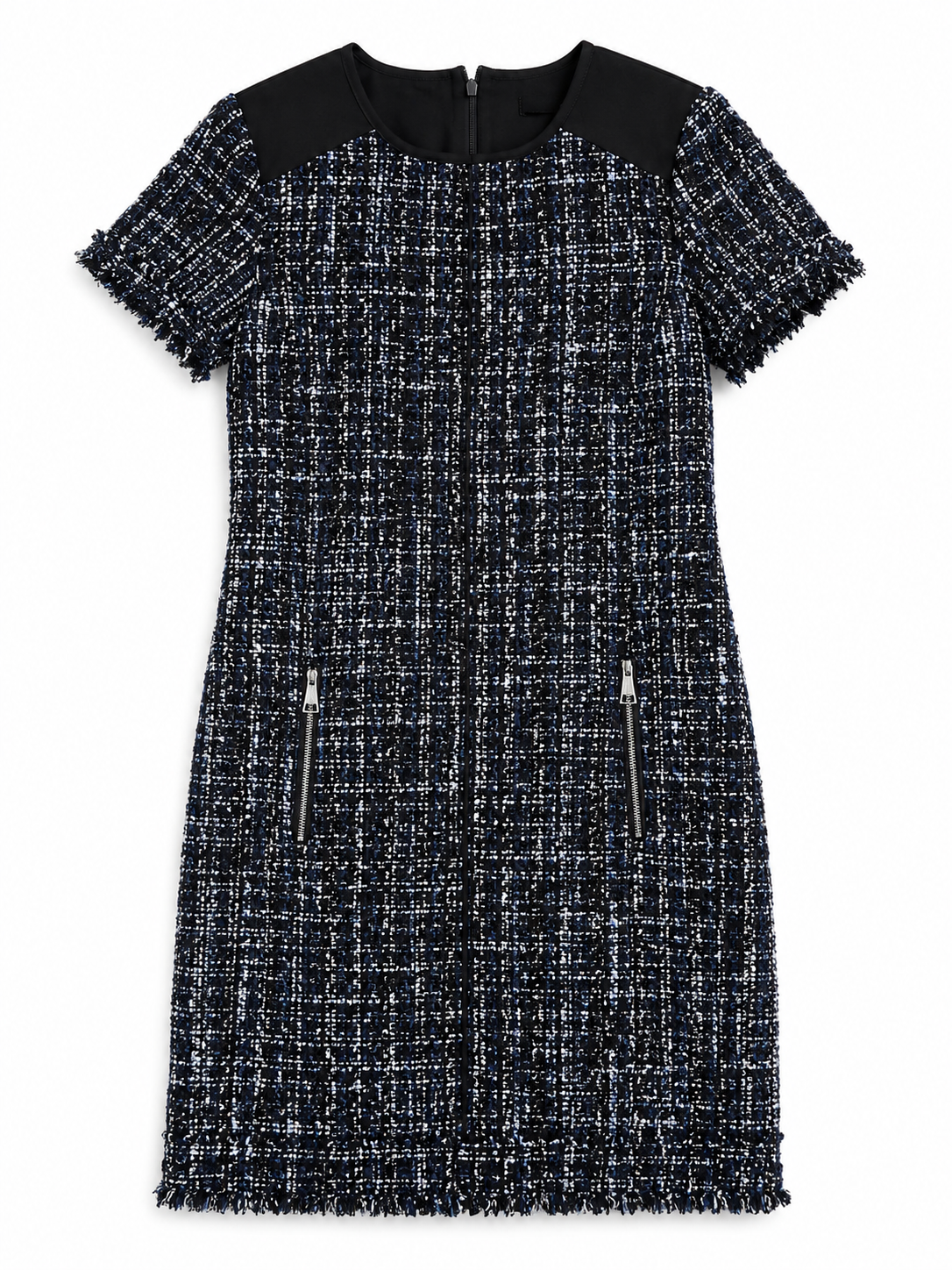 Tweed-Mini-Kleid - blau/schwarz