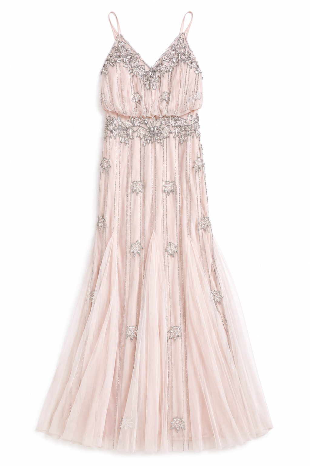 Maxi-Abendkleid mit Stickereien - rosa