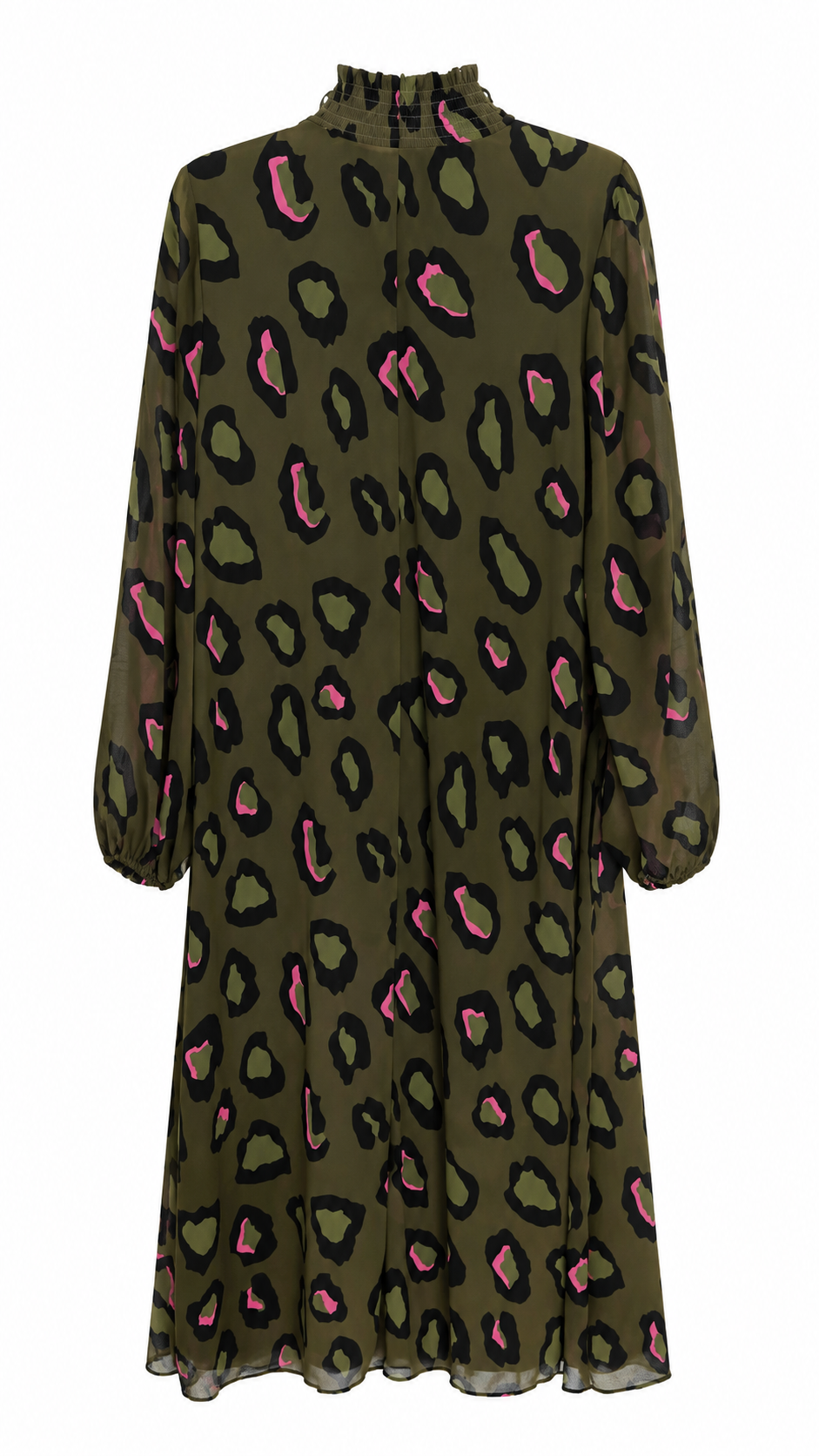 Midi-Leo-Kleid - Khaki/Pink