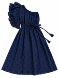 RESALE - Dunkelblaues One-Shoulder Spitzenkleid - dunkelblau