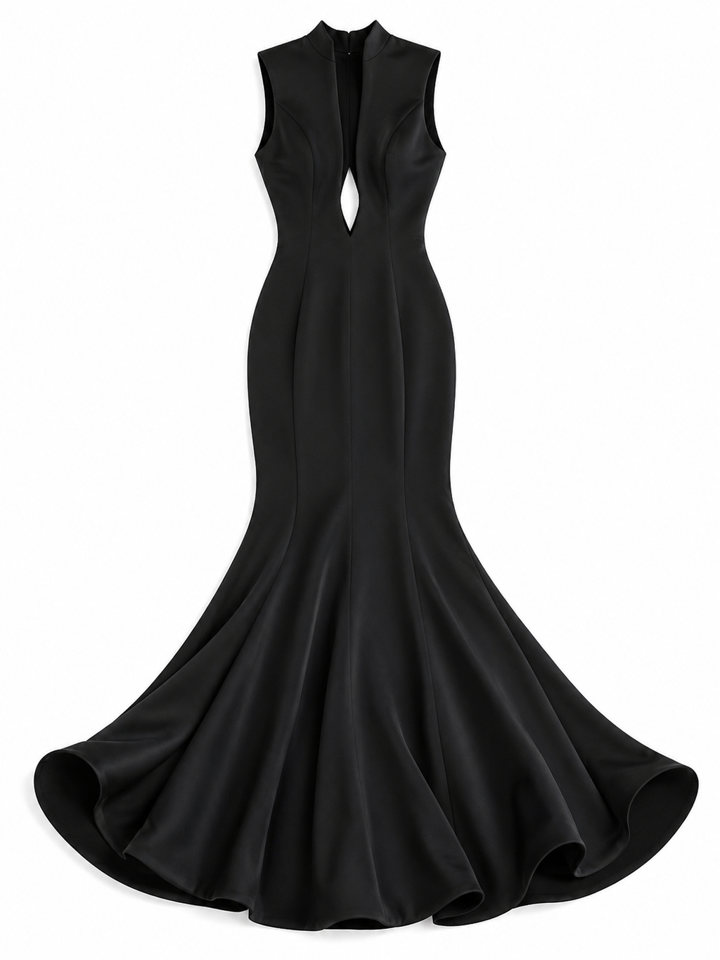 Elegantes bodenlanges Kleid mit großen Ausschnitt - schwarz