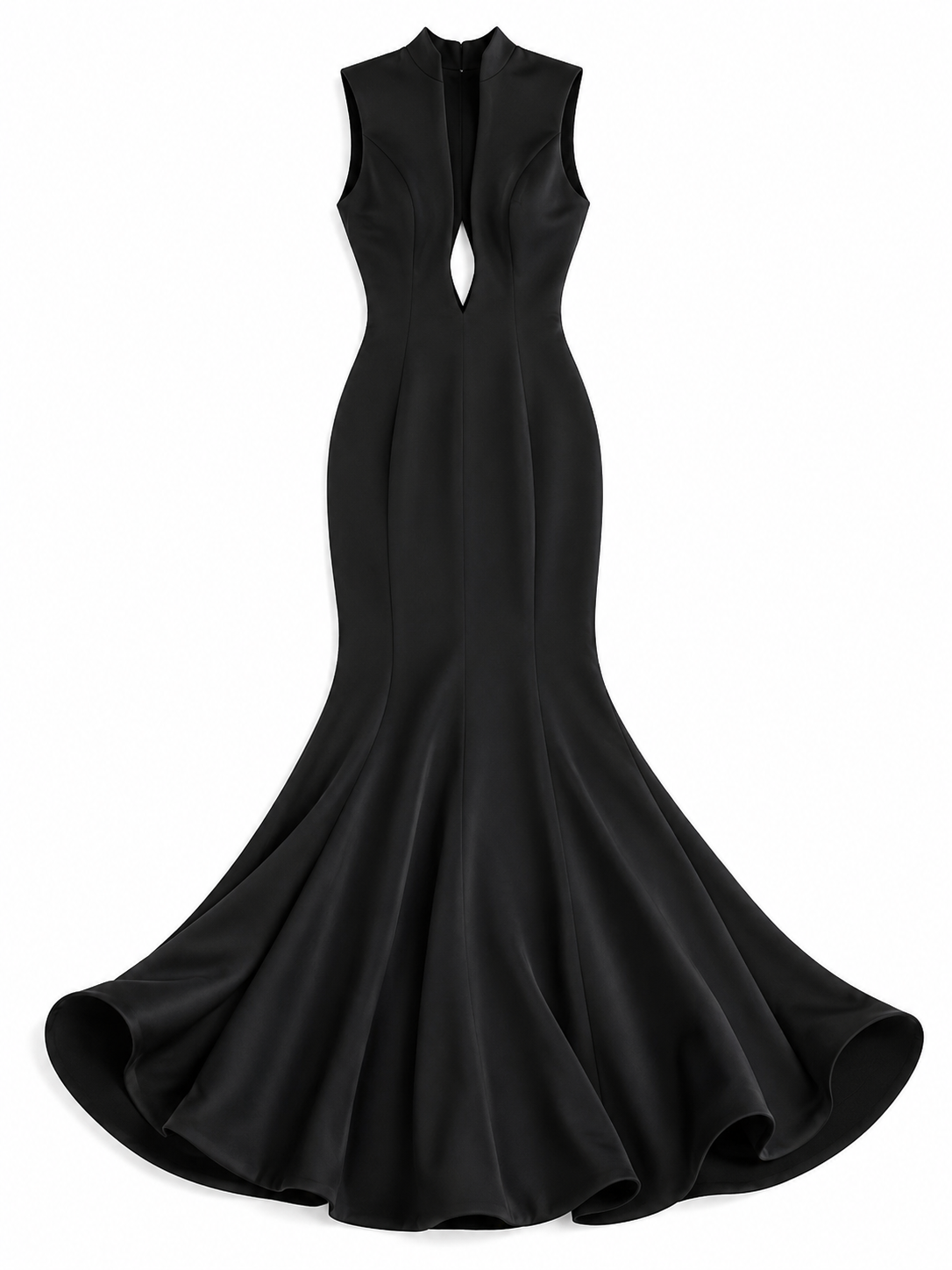 Elegantes bodenlanges Kleid mit großen Ausschnitt - schwarz