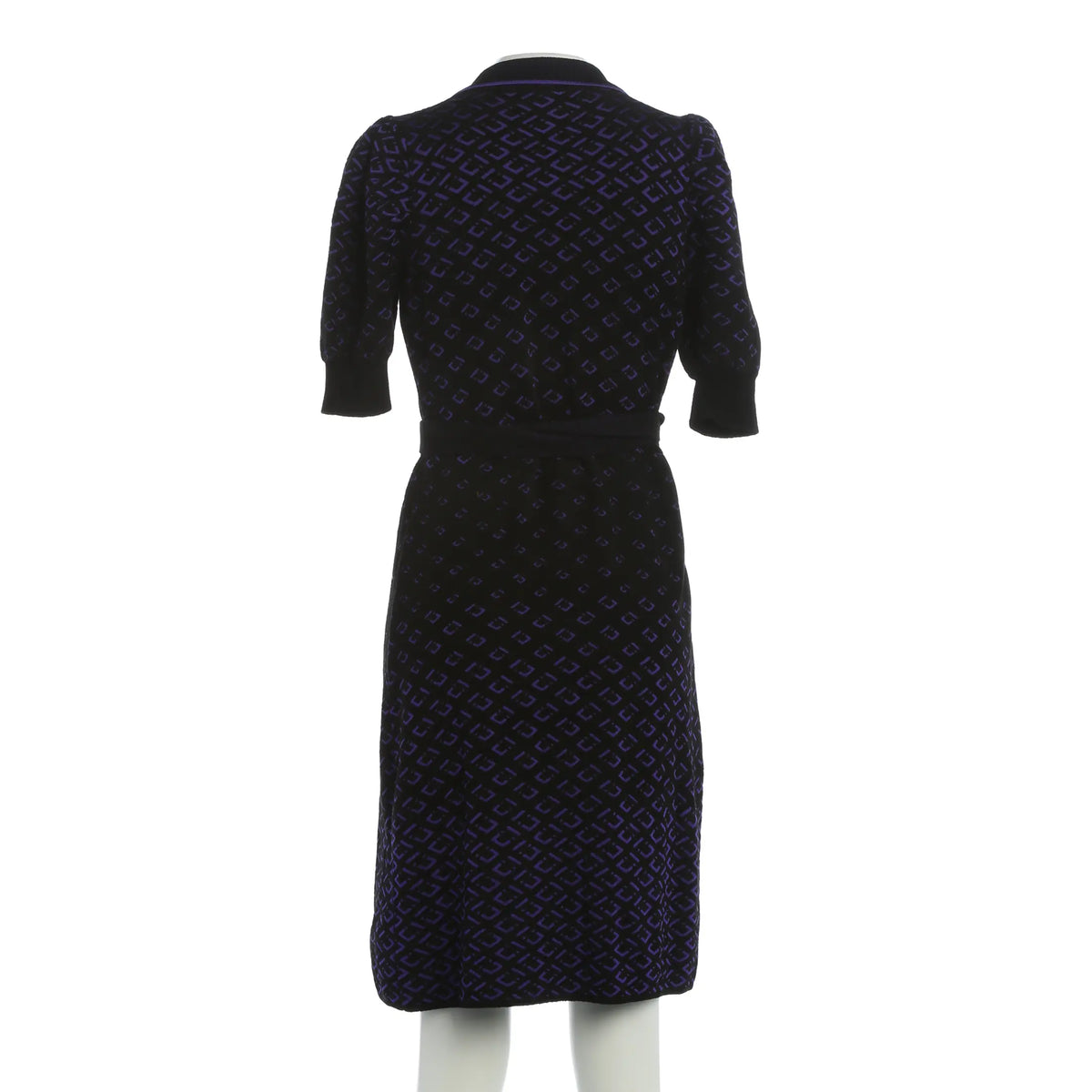 Elegantes schwarzes Midikleid mit Wickeloptik - Schwarz/Lila