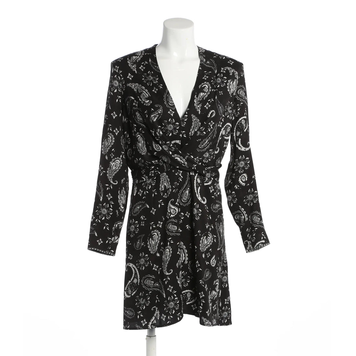 Elegantes Wickelkleid mit modernem Schnitt - Schwarz/Weiß Bandana-Muster