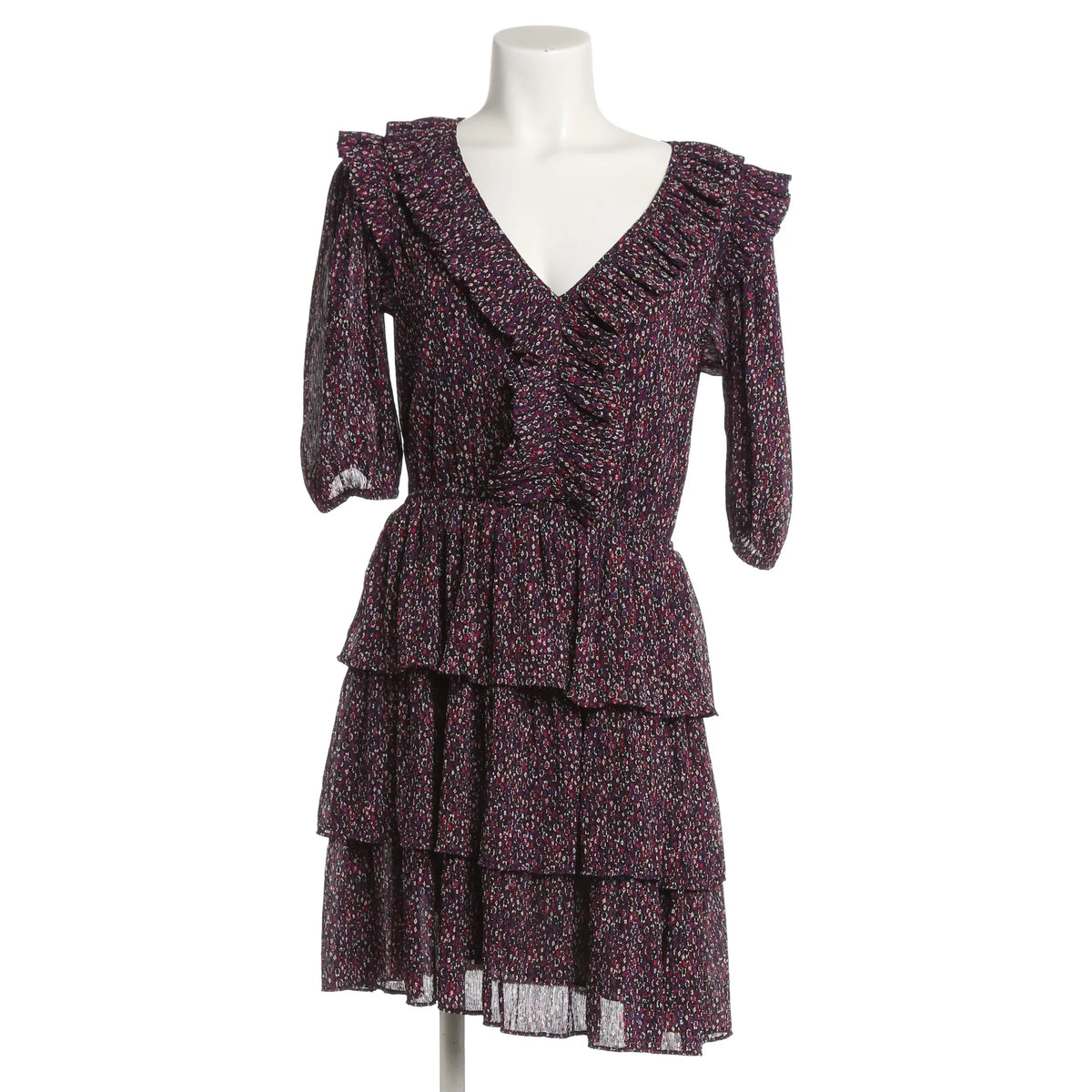 Elegantes Stufen-Midikleid mit Muster - pink/lila Blumenmuster