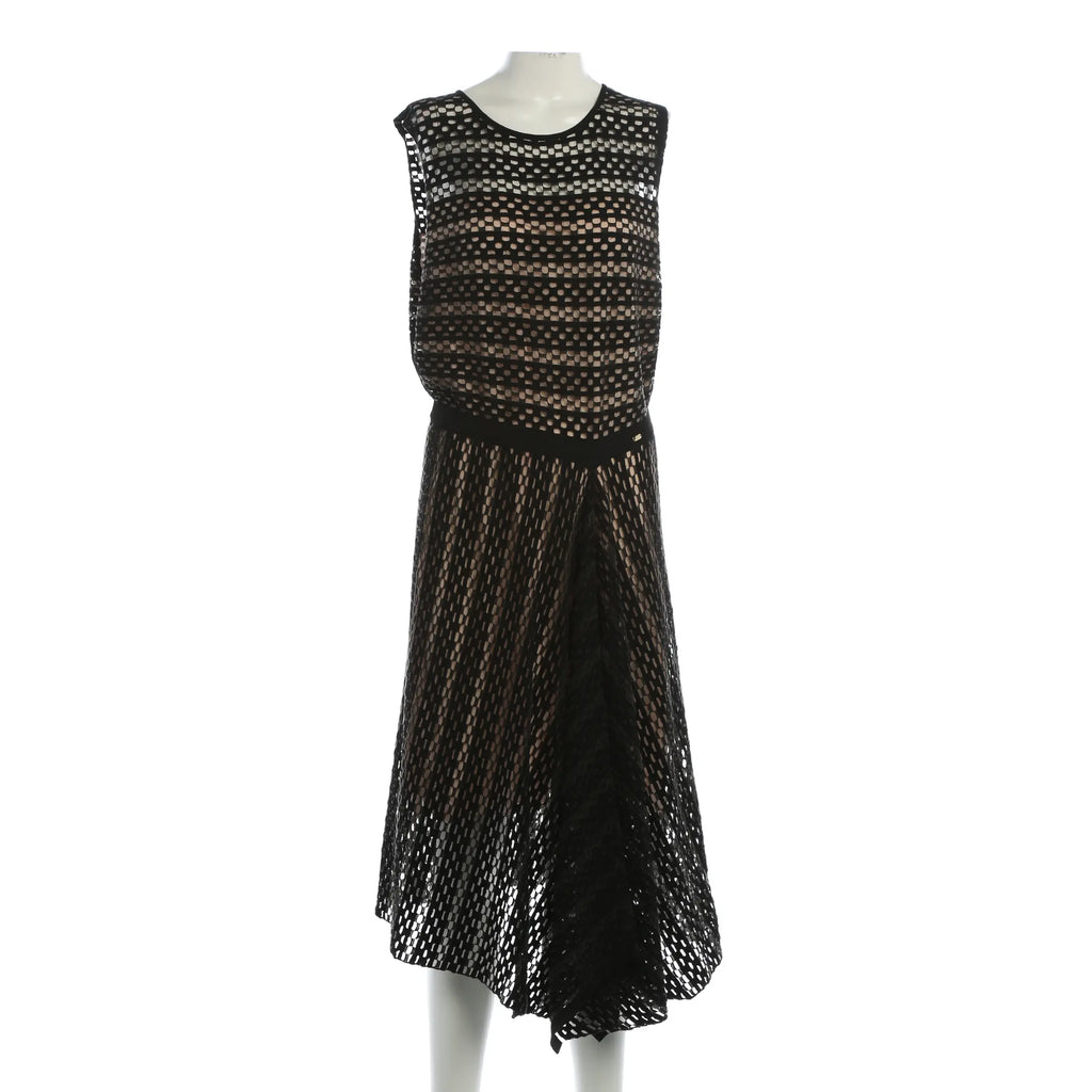 Ärmelloses Netz-Midikleid - Schwarz