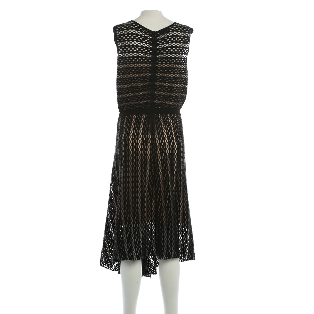 Ärmelloses Netz-Midikleid - Schwarz