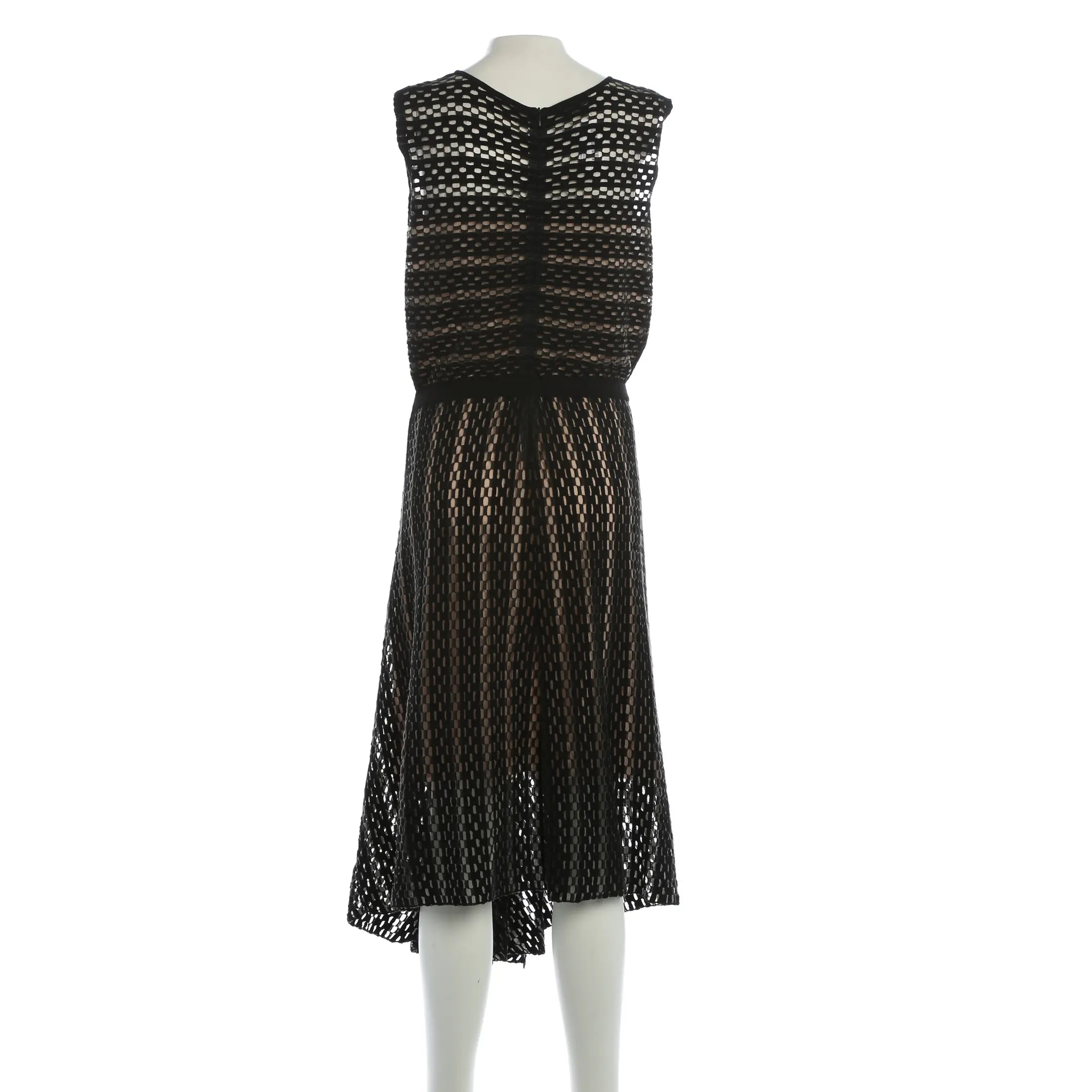 Ärmelloses Netz-Midikleid - Schwarz