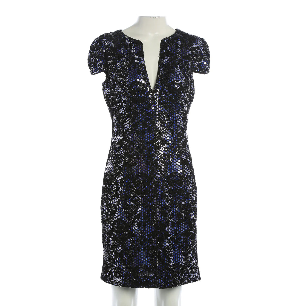 RESALE - Kurzärmliges Pailetten Cocktailkleid - Blau/Schwarz
