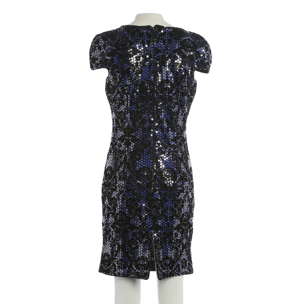 RESALE - Kurzärmliges Pailetten Cocktailkleid - Blau/Schwarz