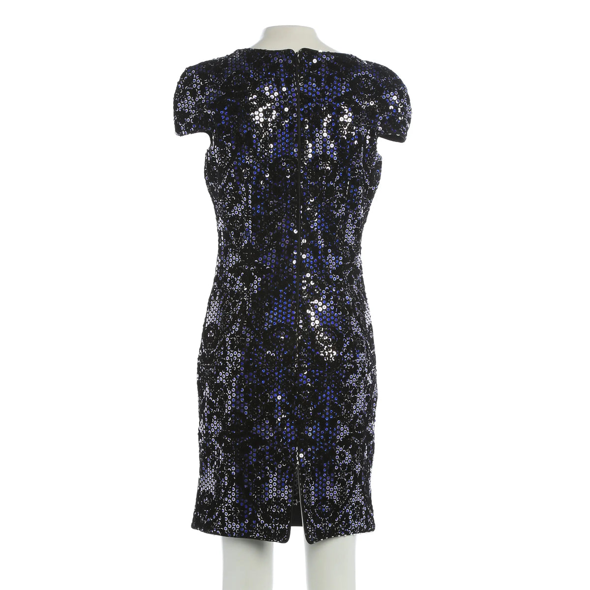 RESALE - Kurzärmliges Pailetten Cocktailkleid - Blau/Schwarz