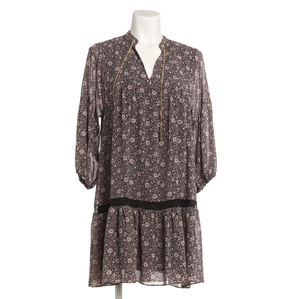 RESALE - Langärmliges Mini-Blumenkleid - schwarz/rosa Blumen-Muster