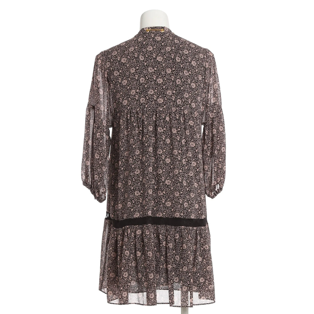 RESALE - Langärmliges Mini-Blumenkleid - schwarz/rosa Blumen-Muster