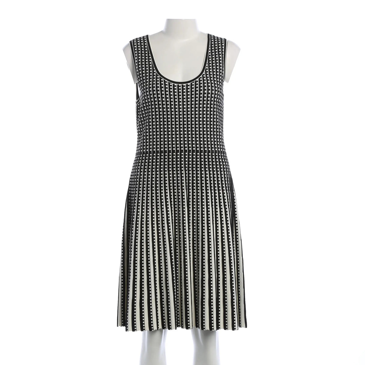 Elegantes schwarzes Midikleid - Schwarz/Weiß