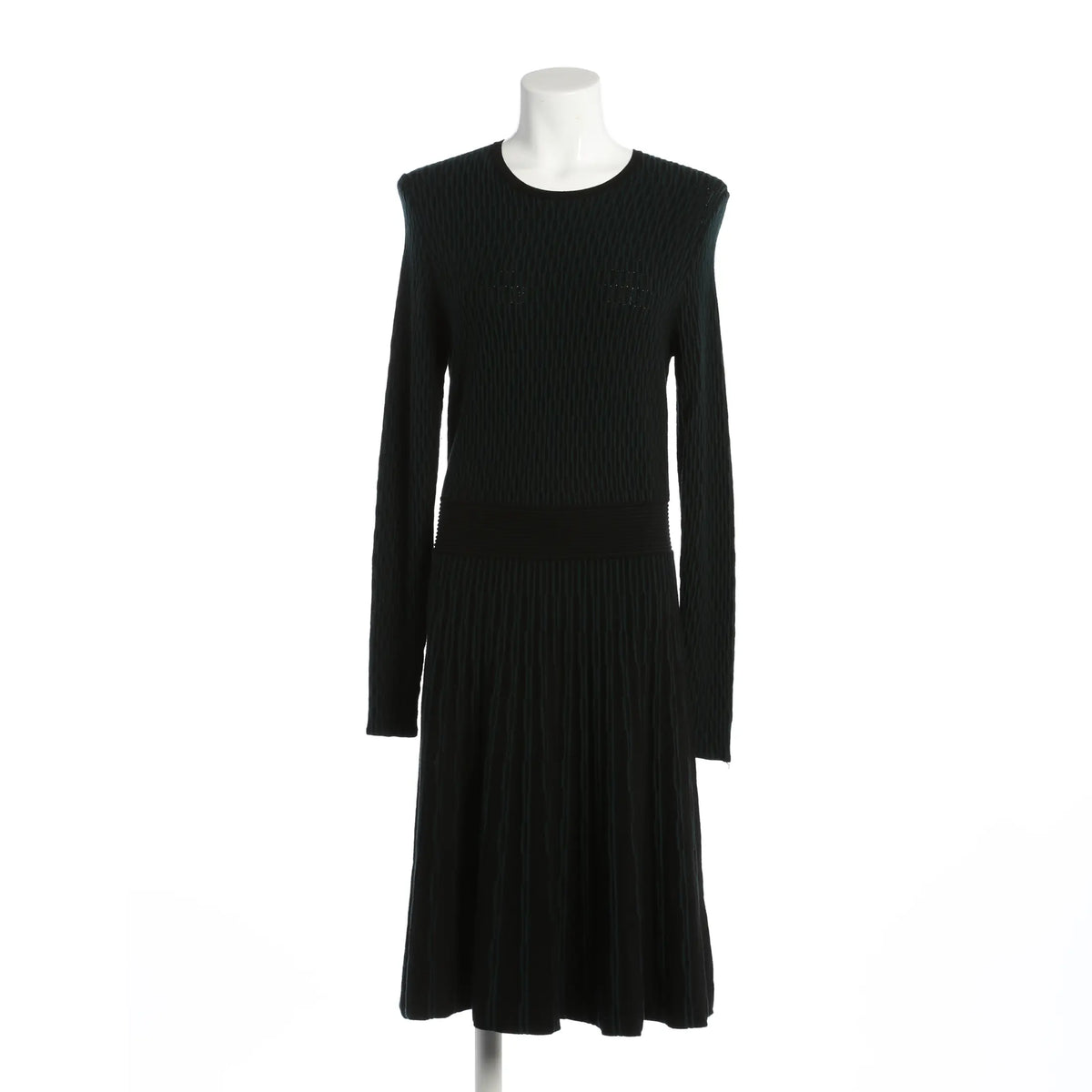 Elegantes Midikleid mit A-Linien-Schnitt - Dunkelgrün/schwarz