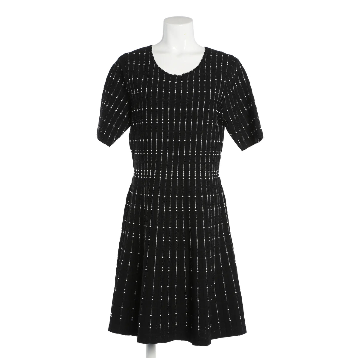 Elegantes schwarzes Designer-Midikleid - Schwarz/Weiß