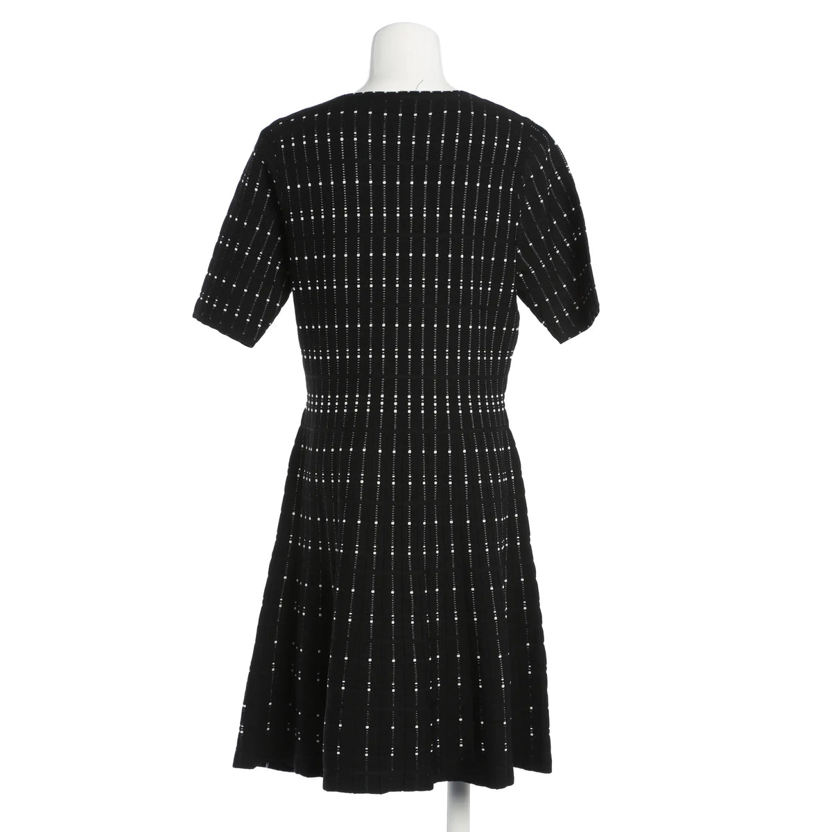 Elegantes schwarzes Designer-Midikleid - Schwarz/Weiß