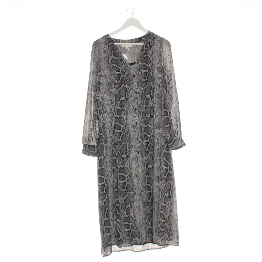 Elegantes Midikleid mit Schlangenprint - Grau/Schwarz