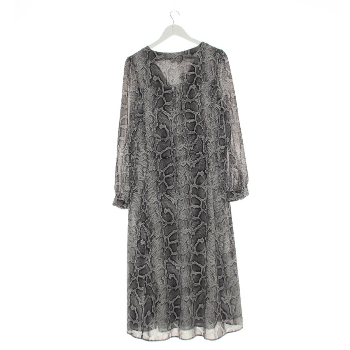 Elegantes Midikleid mit Schlangenprint - Grau/Schwarz
