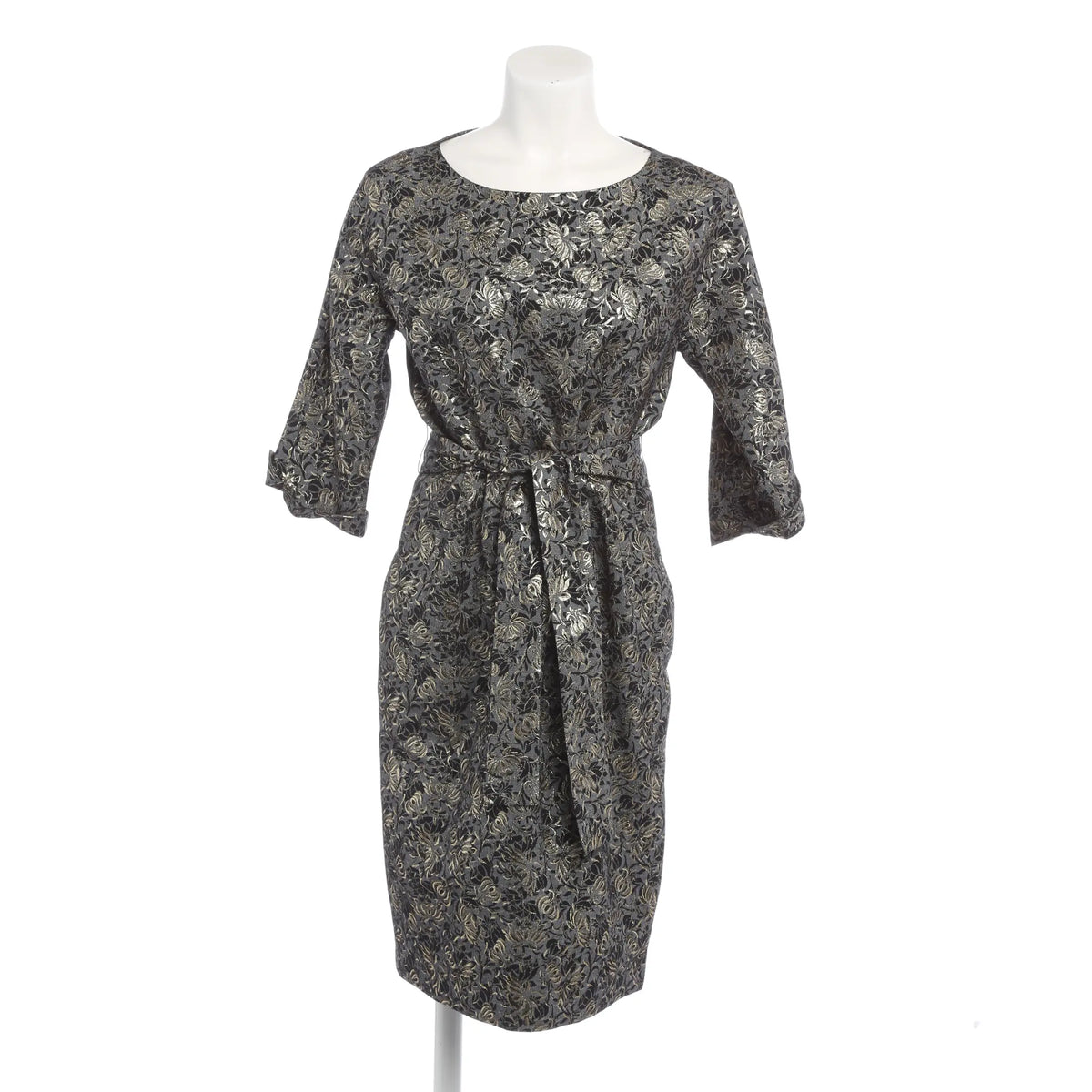 RESALE - Elegantes Kleid mit luxuriösem Print - silber/schwarz