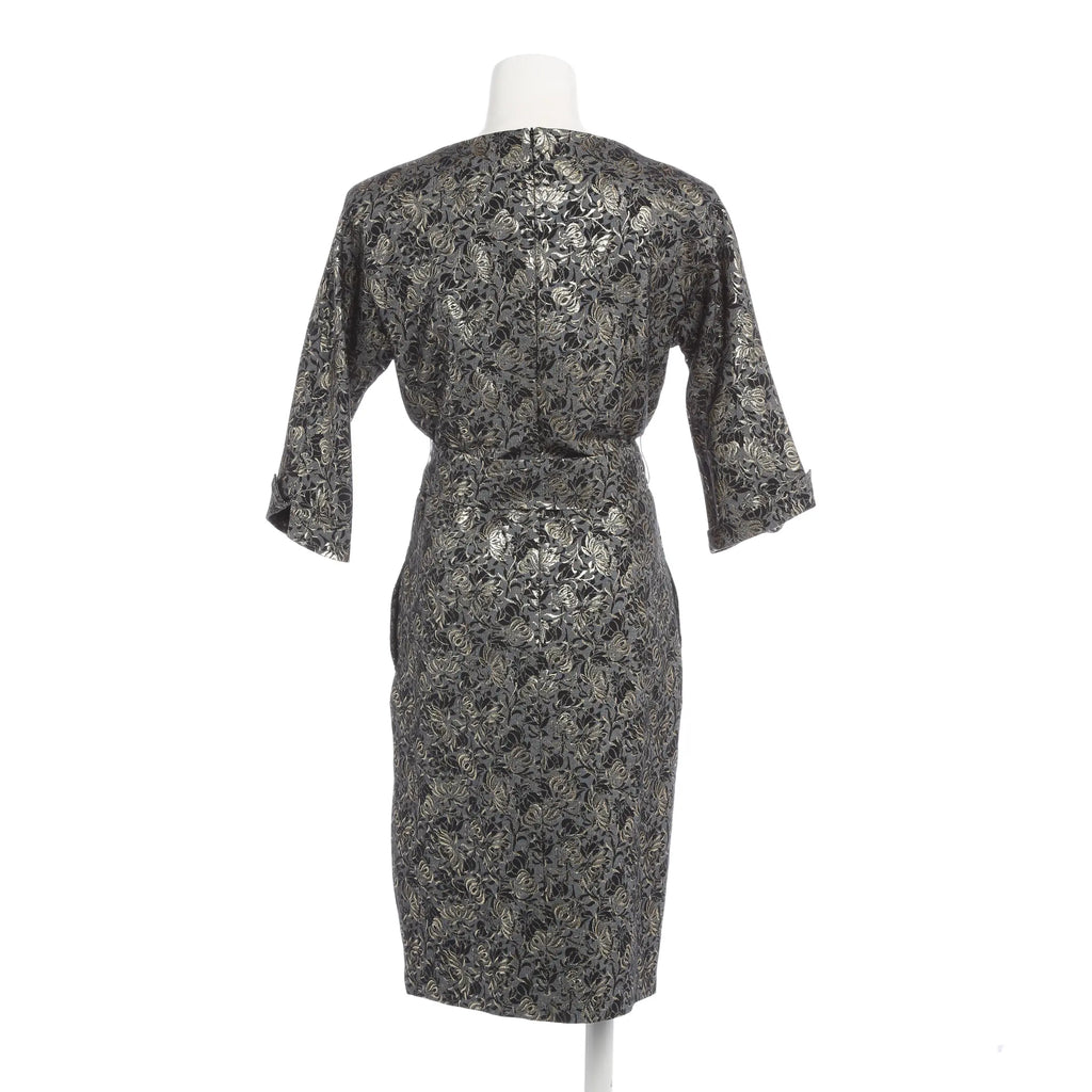 RESALE - Elegantes Kleid mit luxuriösem Print - silber/schwarz