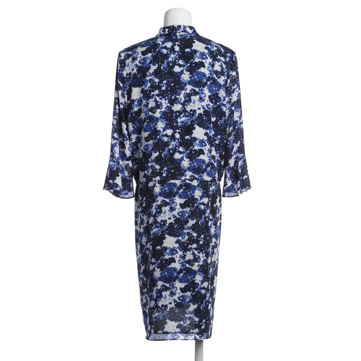 Elegantes Midikleid mit Blumenprint - Blau/Schwarz/Weiß