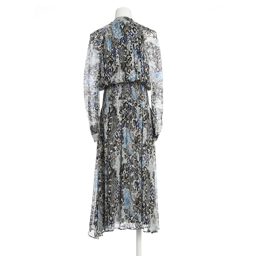 Leo-Tafft-Kleid - weiß/blau/schwarz