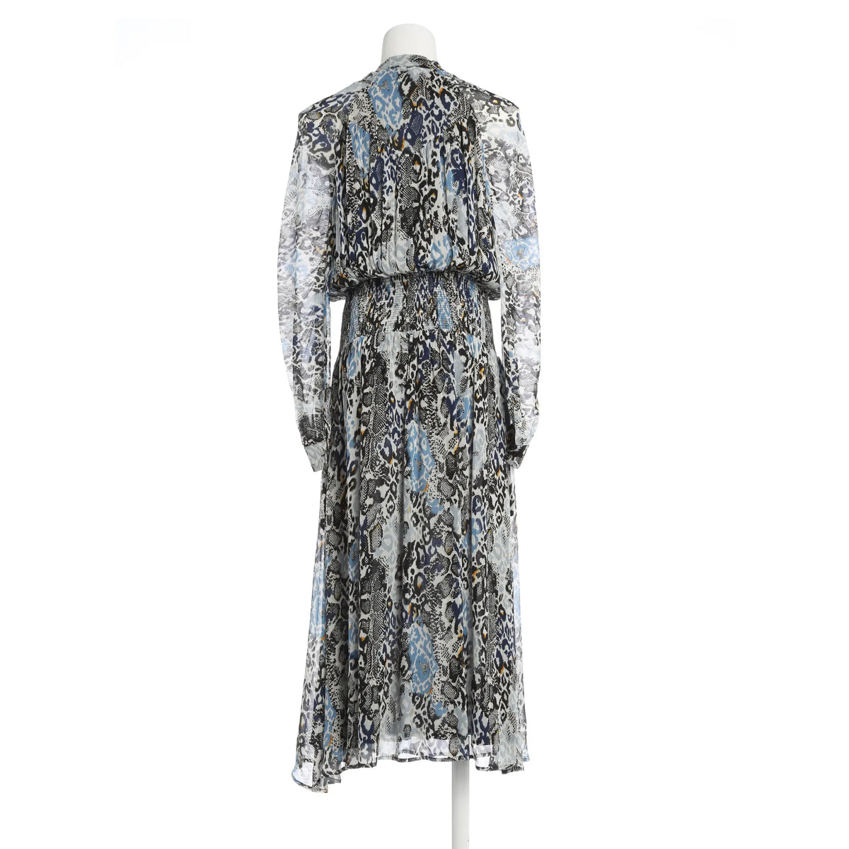 Leo-Tafft-Kleid - weiß/blau/schwarz