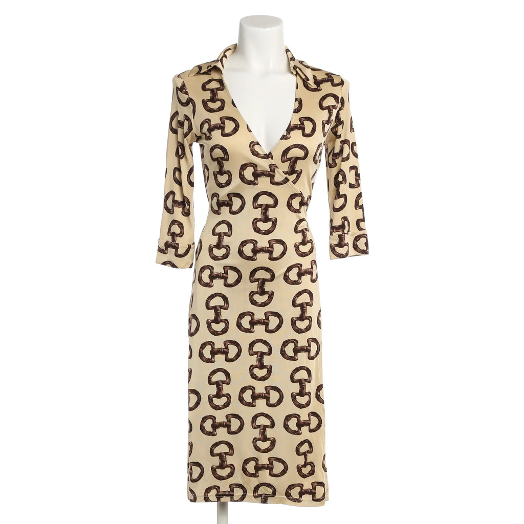 Elegantes Wickelkleid mit Muster - beige/braun