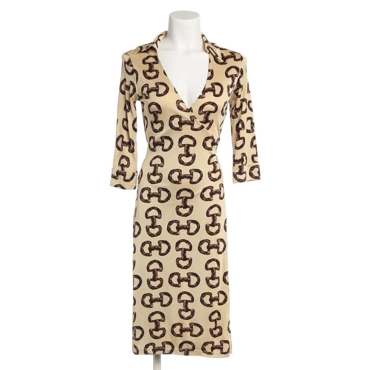 Elegantes Wickelkleid mit Muster - beige/braun