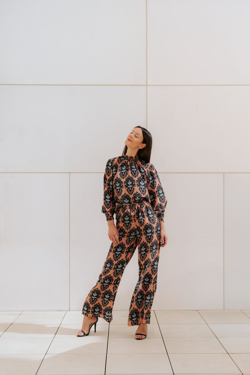 Ikat Seiden Winter-Set - Bronze/eisblau