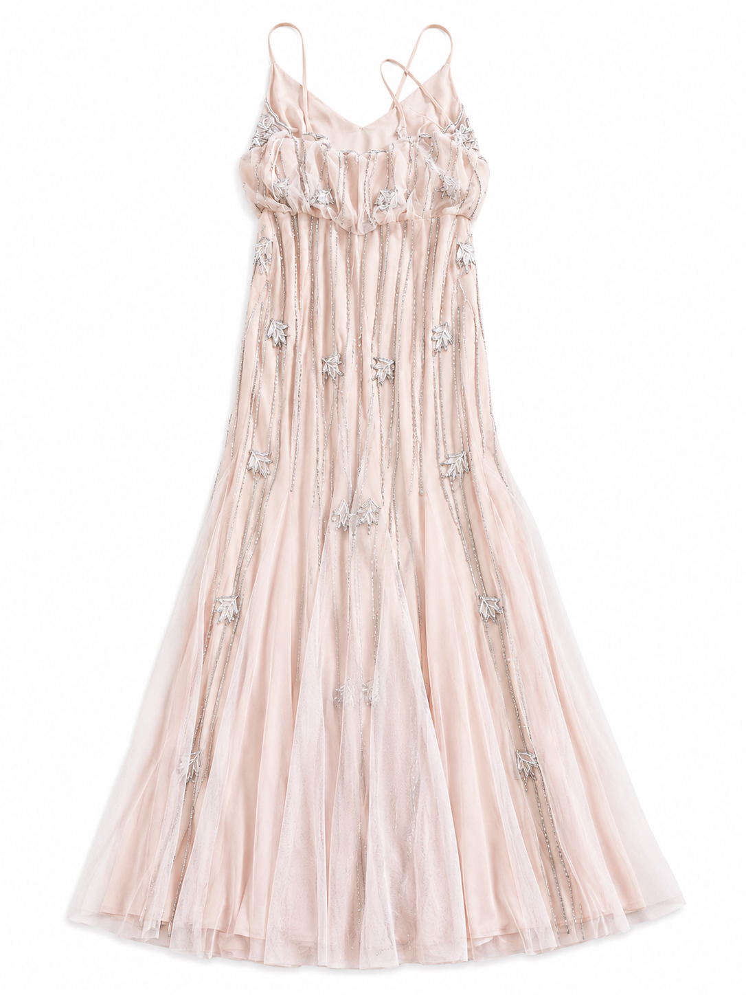 Maxi-Abendkleid mit Stickereien - rosa