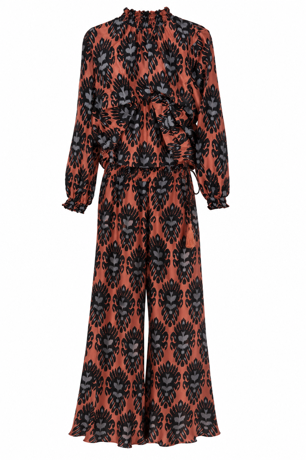 Ikat Seiden Winter-Set - Bronze/eisblau