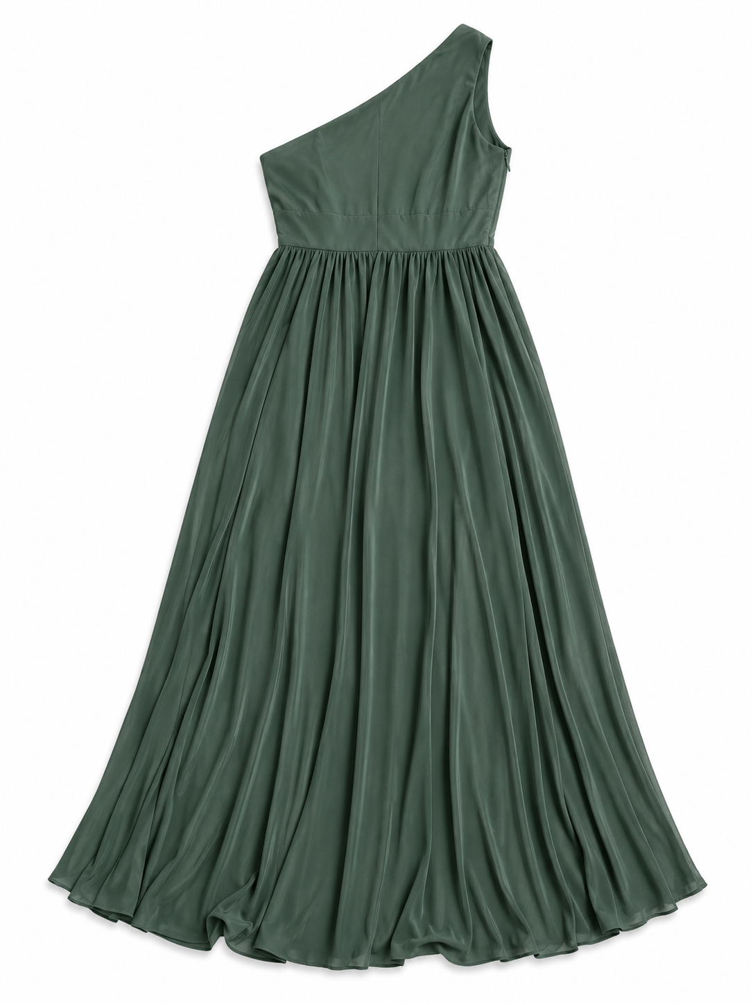 Maxi-One-Shoulder-Abendkleid mit Schlitz - dunkelgrün
