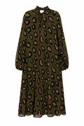 RESALE - Midi-Leo-Kleid - Khaki/Pink