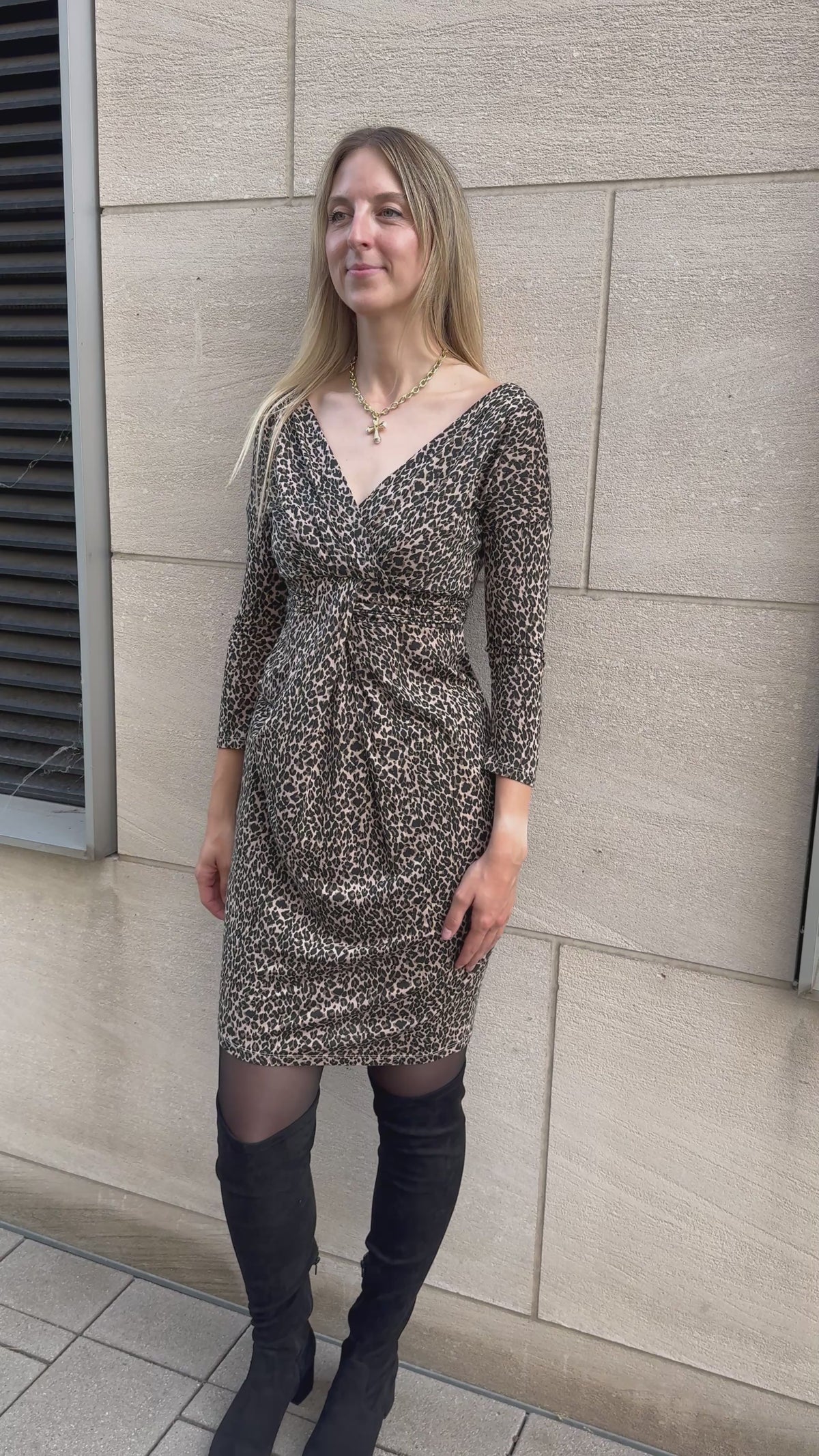 RESALE - Midikleid mit Leo-Print - Dunkelbraun/Beige